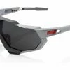 Lunettes 100% Speedtrap Gris Smoke Lens Blanc / Bleu