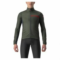 Veste Coupe-Vent Castelli Squadra Stretch Vert Kaki / Gris Foncé