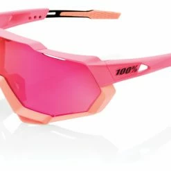 Lunettes 100% Speedtrap Matte Washed Out Neon Pink / Miroir Violet + Verres Transparent Vert / Miroir