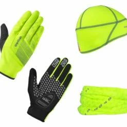 Pack Gants + Tour De Cou + Sous-Casque GripGrab Hi-Vis Cycling Essentials Jaune Fluo