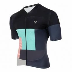 Maillot Manches Courtes LeBram Portet Noir Coupe Ajustée Bleu / Rose