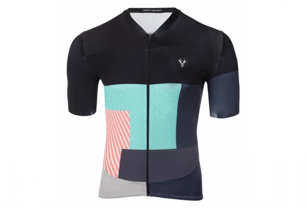 Maillot Manches Courtes LeBram Portet Noir Coupe Ajustée Bleu / Rose – Image 2