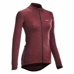 Maillot Manches Longue Femme Triban RC900 Merinos Bordeaux
