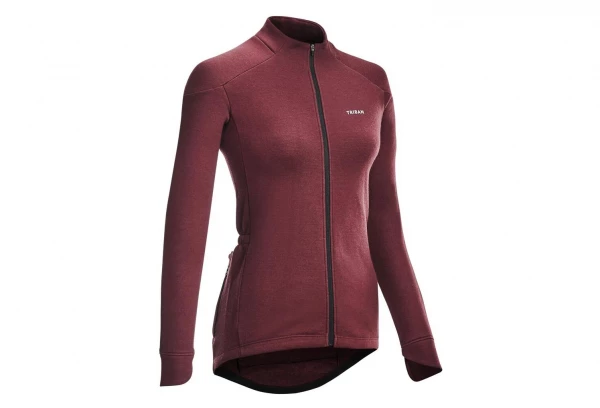 Maillot Manches Longue Femme Triban RC900 Merinos Bordeaux